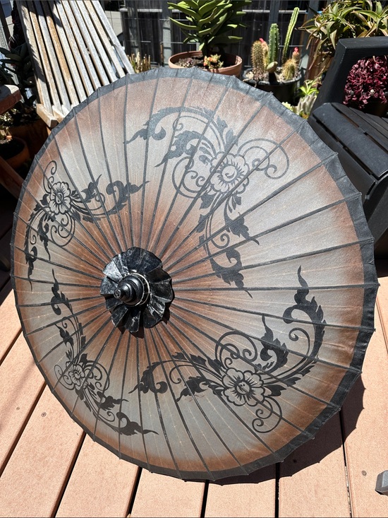 Other - 🇲🇲 brown grey black Asian Paper Sun Parasol. Photo shoot/ home decor. Myanmar